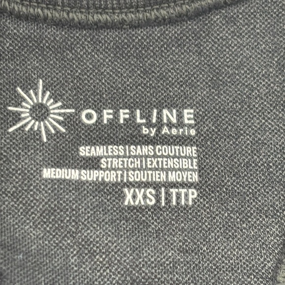 Aerie Offline Black Seamless Layered Ribbed Keyhole Sports Bra size XXS NWT - Picture 5 of 11